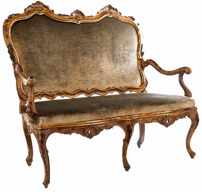 Divano in Legno Dorato, Venezia, Metà del XVIII Secolo