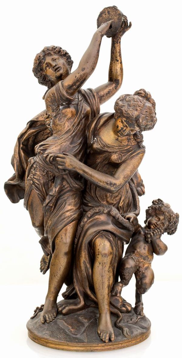 Claude Michel Clodion - Gruppo in bronzo patinato, XIX secolo