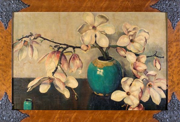 Pittore degli inizi del XX secolo - Vaso di magnolie