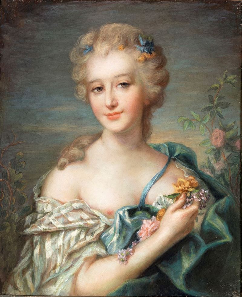 Jean-marc Nattier (cerchia) - Ritratto di Gentildonna Raffigurata Come Flora