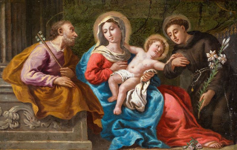 Natale Schiavoni - Sacra Famiglia con Sant'antonio da Padova