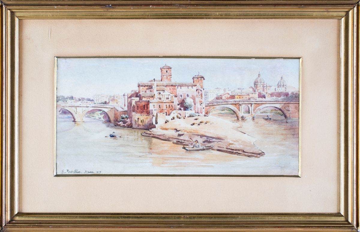 Ettore Roesler Franz - Veduta Dell'isola Tiberina da Ponte Garibaldi