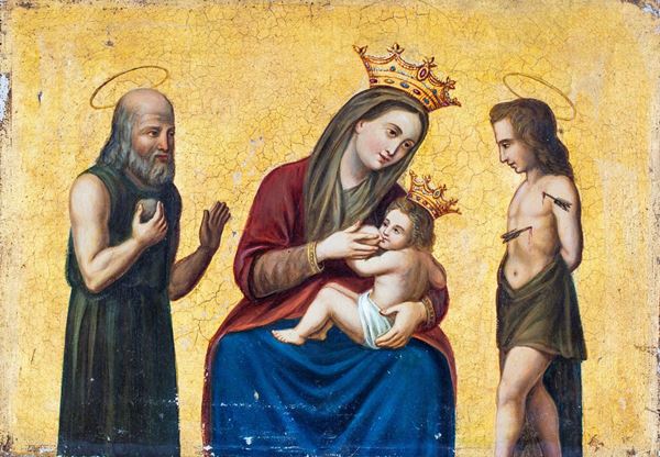 Pittore del XIX secolo - Madonna del latte fra i Santi Rocco e Sebastiano