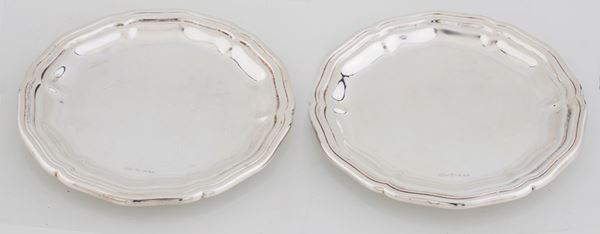 Coppia di piattini sottobicchiere in argento  - Asta Argenti Antichi e da Collezione - Casa d'Aste Arcadia