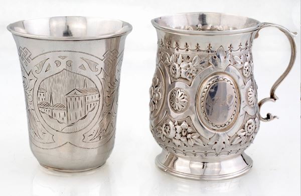 Lotto composto da due bicchieri in argento  - Asta Argenti Antichi e da Collezione - Casa d'Aste Arcadia