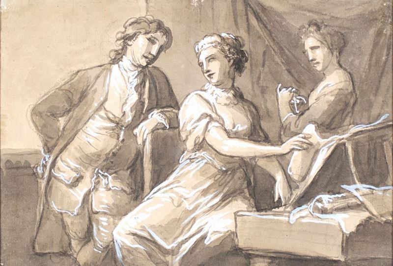 Antonio Zucchi - Tre Figure in un Interno - Scena di Conversazione