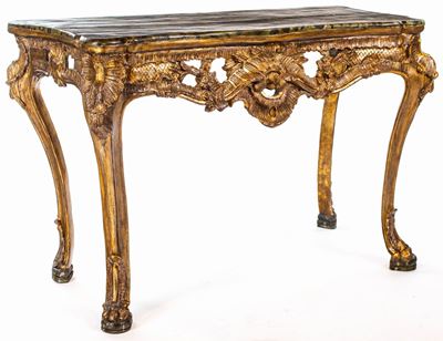 Console in Legno Dorato a Mecca, Sicilia, XVIII Secolo