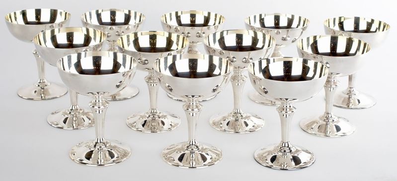 Dodici Coppe da Champagne in Argento