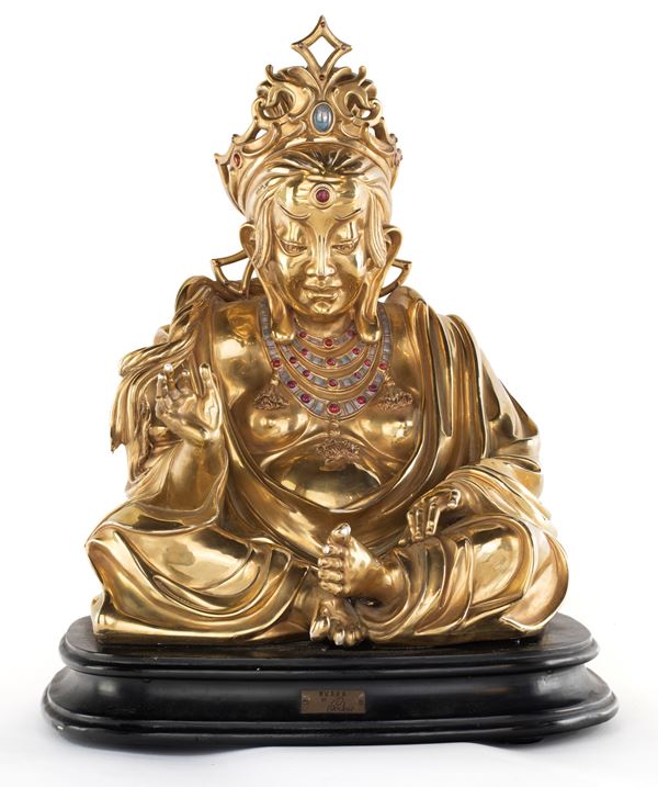 Grande figura di Buddha in porcellana, Germano Cortese, manifattura di Capodimonte, XX secolo