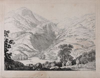 Paesaggio Svizzero con Figure di Viandanti (da un Dipinto di Jacob Philipp Hackert)