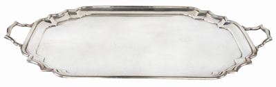 Vassoio Rettangolare in Argento con Manici, Londra 1923, Argentieri Pearce & Sons