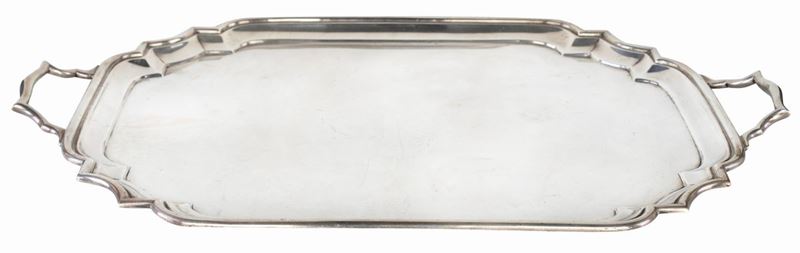 Vassoio Rettangolare in Argento con Manici, Londra 1923, Argentieri Pearce & Sons