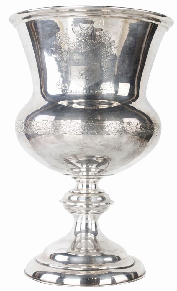 Grande vaso a cratere in argento, Londra 1881, argentiere Martin &amp; Hall