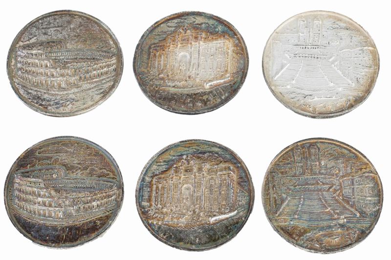 Sei Monete Souvenir di Roma in Argento