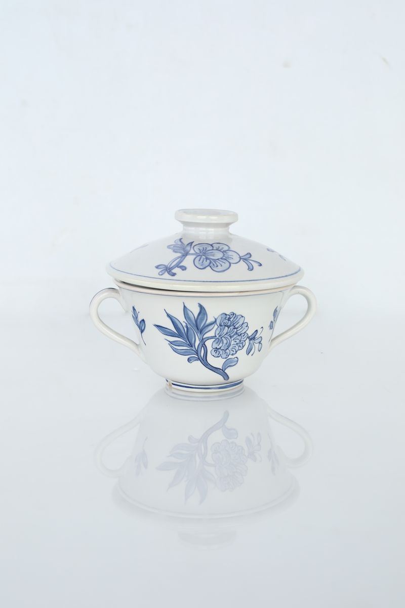 Tazza da Brodo in Porcellana Bianca e Blu