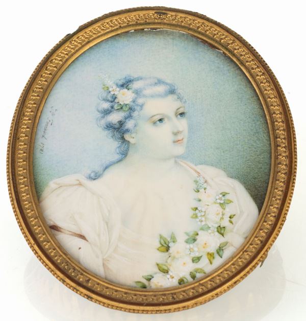 Ritratto in miniatura di Marie Madeleine de La Vieuville, marchesa di Parabère