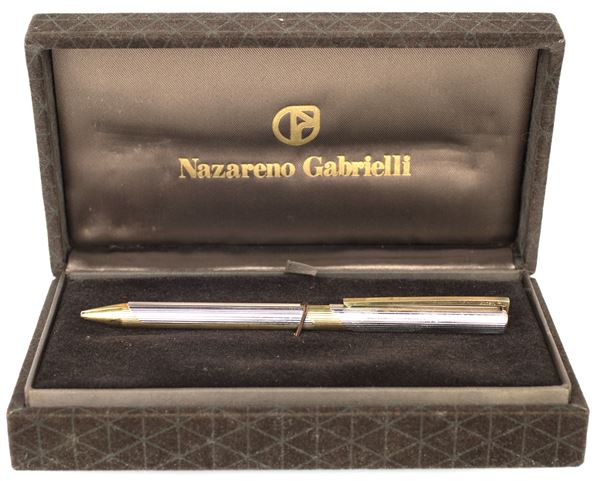 Nazareno Gabrielli. penna a sfera in metallo argentato