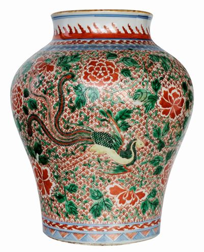 Vaso in Porcellana Policroma, Cina, Dinastia Qing