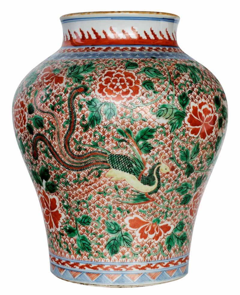Vaso in Porcellana Policroma, Cina, Dinastia Qing