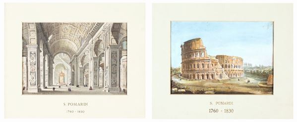Simone Pomardi - a) Interno della Basilica di San Pietro in Vaticano  b) Veduta del Colosseo