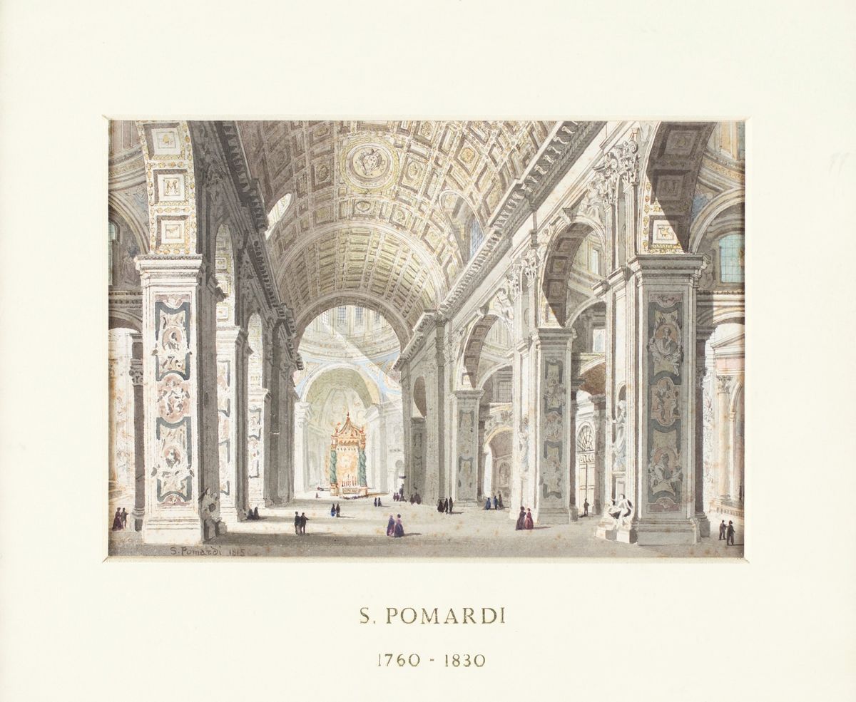 Simone Pomardi - A) Interno della Basilica di San Pietro in Vaticano B) Veduta del Colosseo