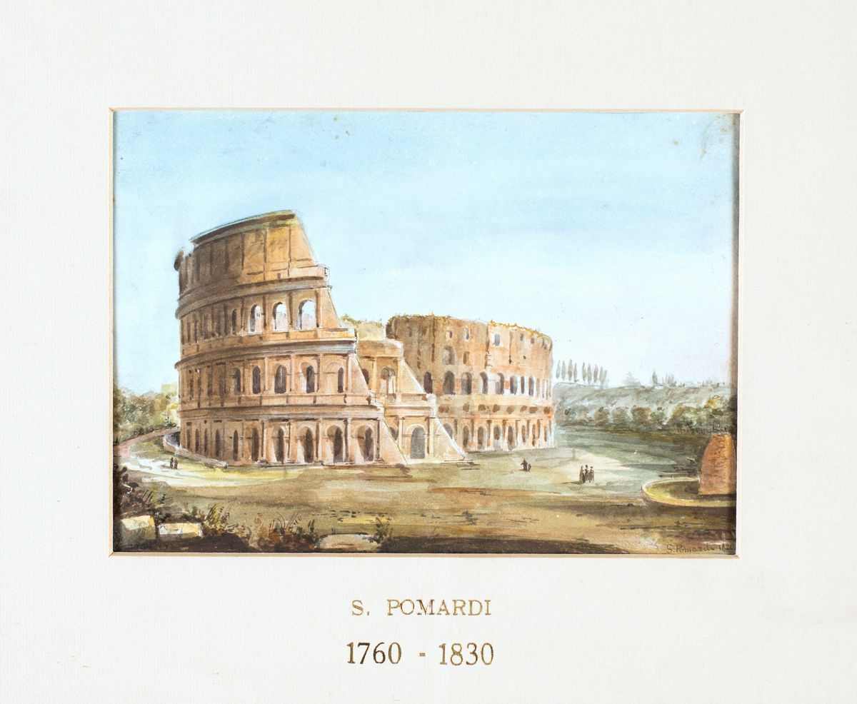 Simone Pomardi - A) Interno della Basilica di San Pietro in Vaticano B) Veduta del Colosseo