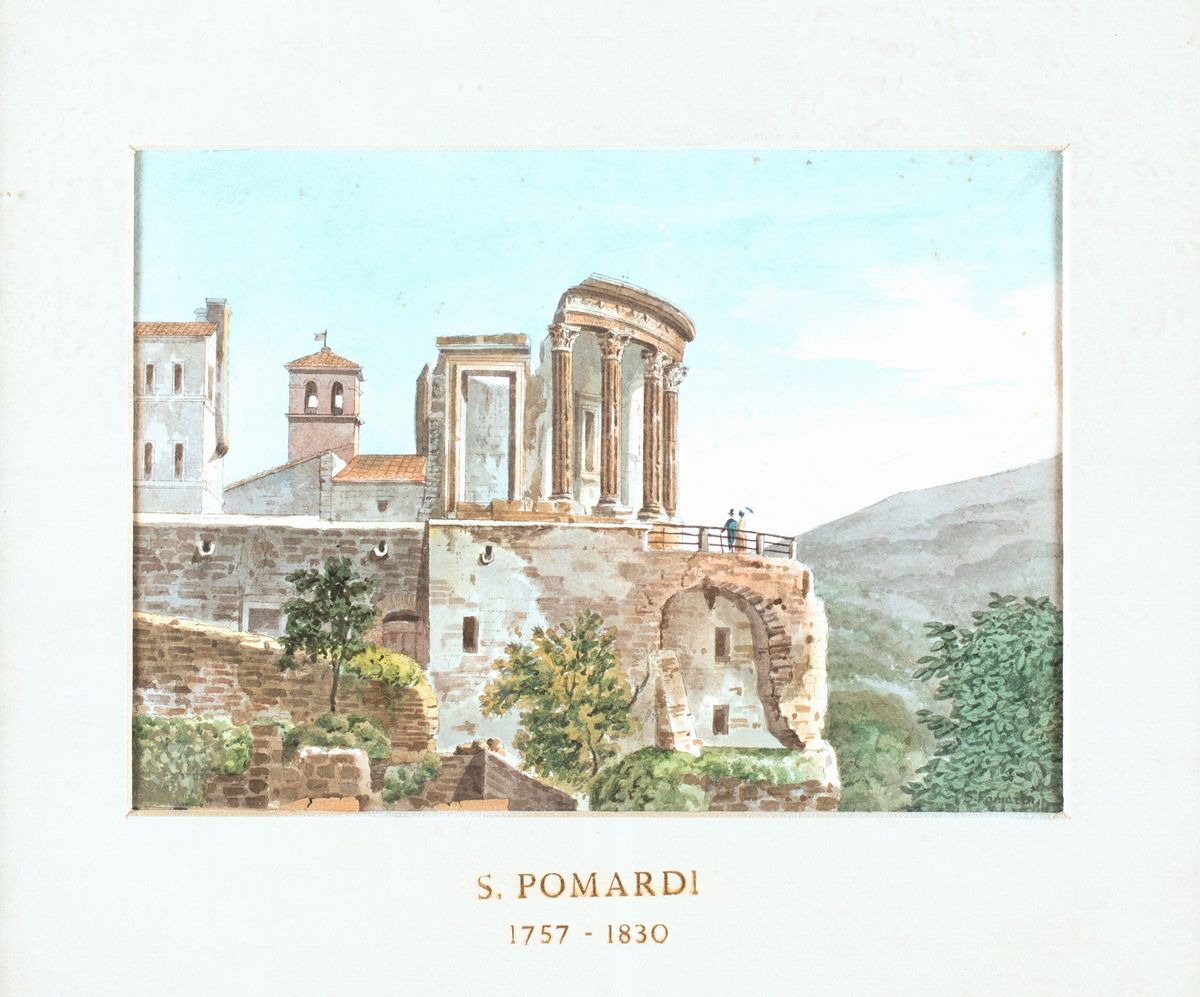 Simone Pomardi - A) Tempio di Vesta a Tivoli B) Veduta di Piazza del Popolo