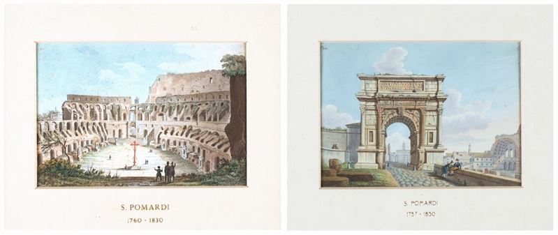 Simone Pomardi - A) Veduta Interna Dell'anfiteatro Flavio B) L'arco di Tito