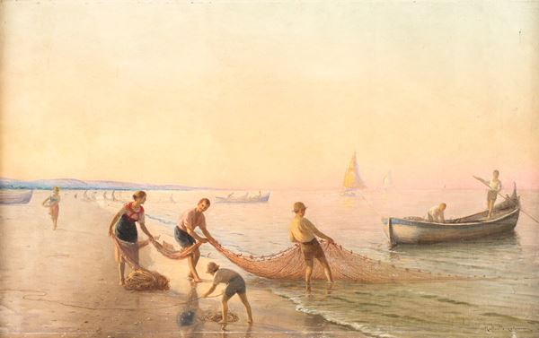 Raffaello Celommi - Marina con pescatori