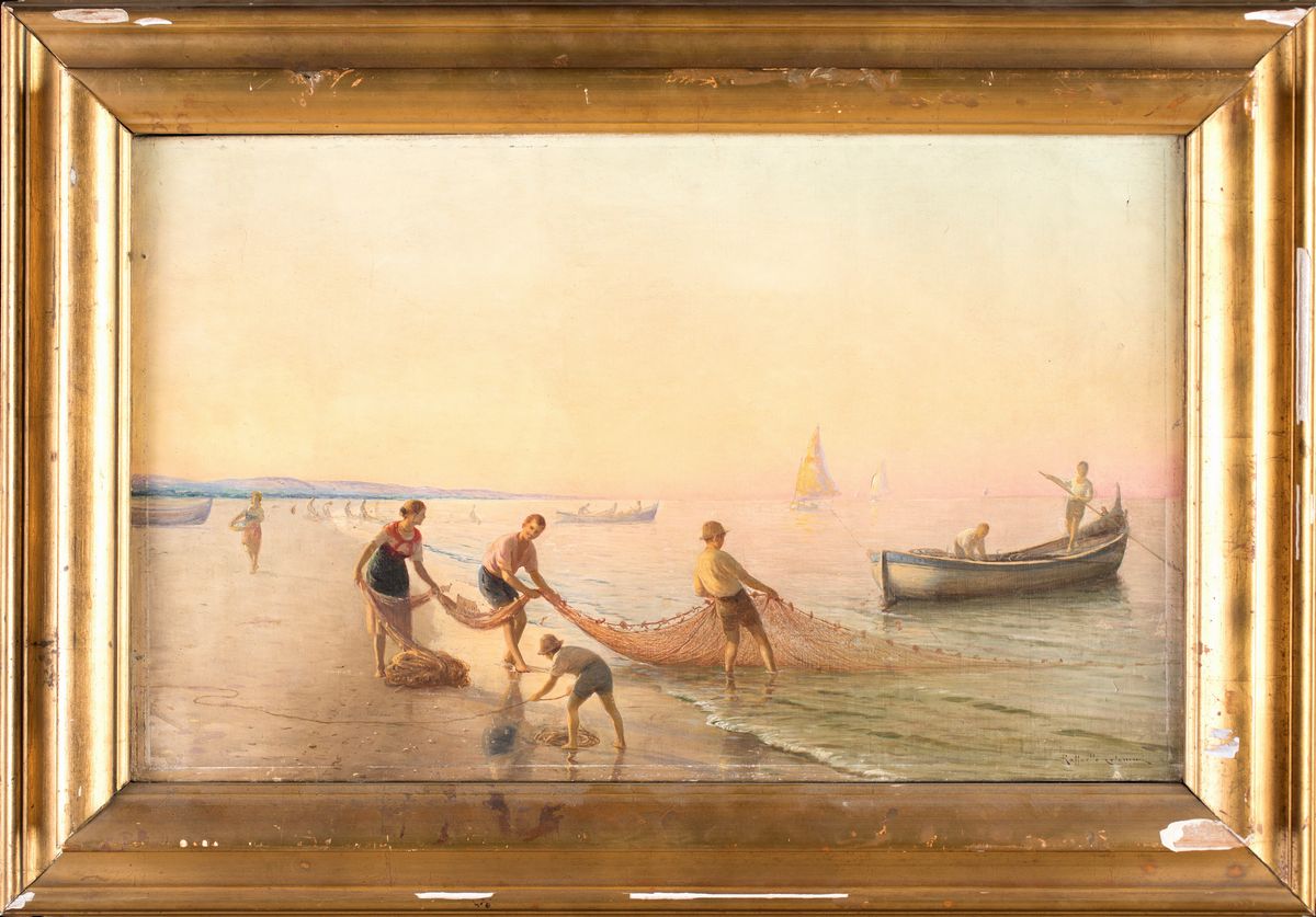 Raffaello Celommi - Marina con Pescatori