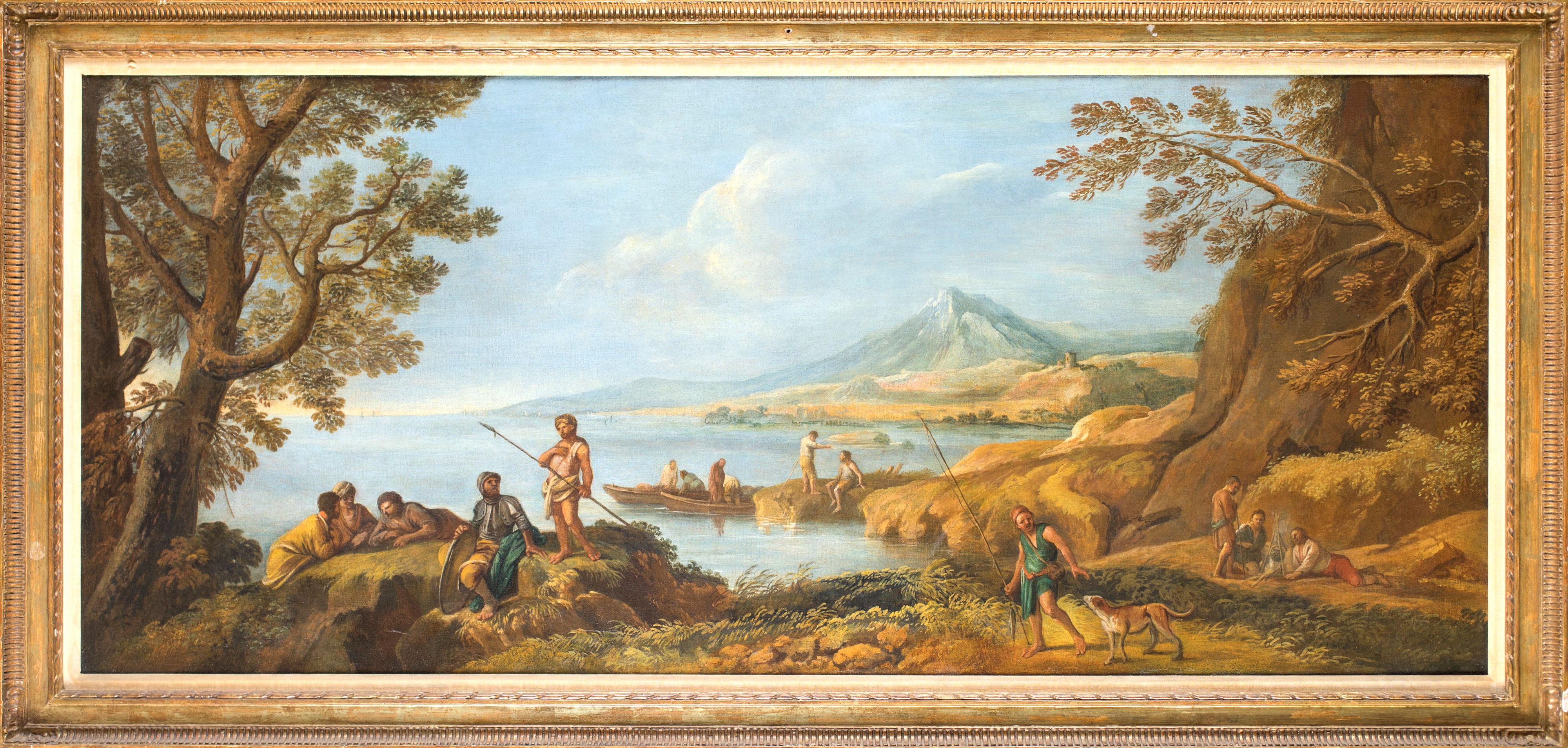 Scuola Romana del XVIII Secolo - Paesaggio Costiero con Pescatori