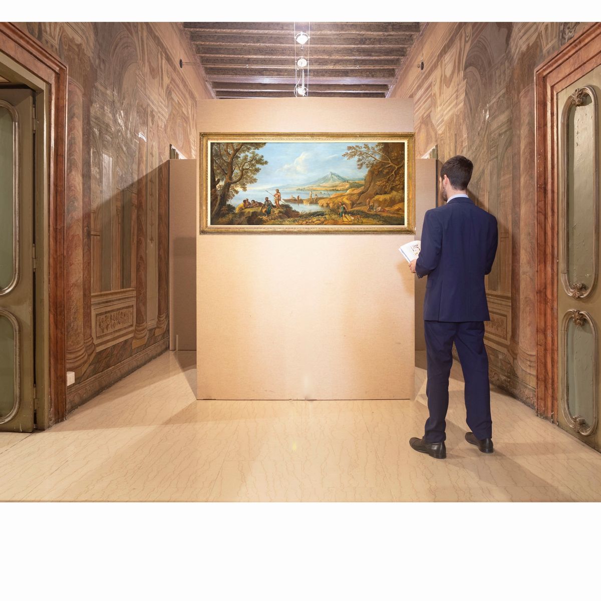 Scuola Romana del XVIII Secolo - Paesaggio Costiero con Pescatori
