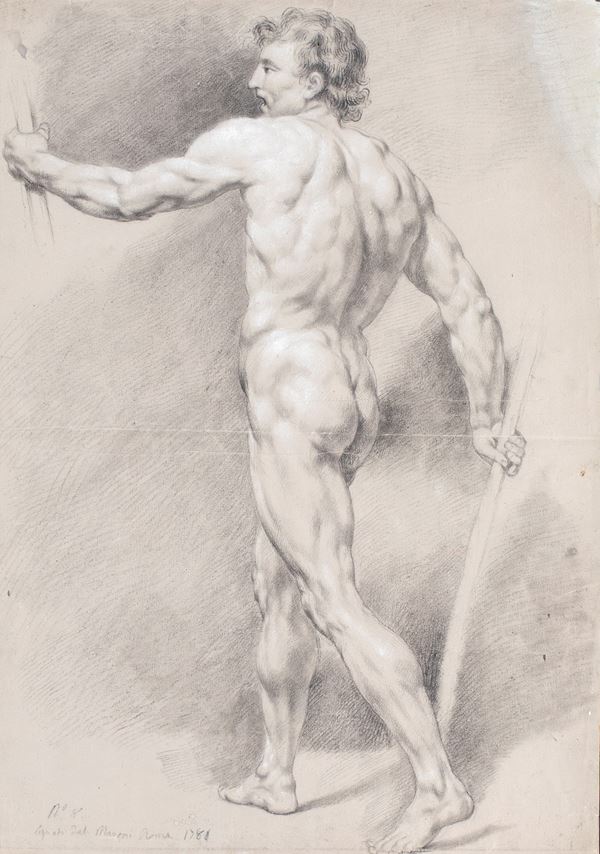 Pittore Romano del XVIII secolo - Studio di nudo virile