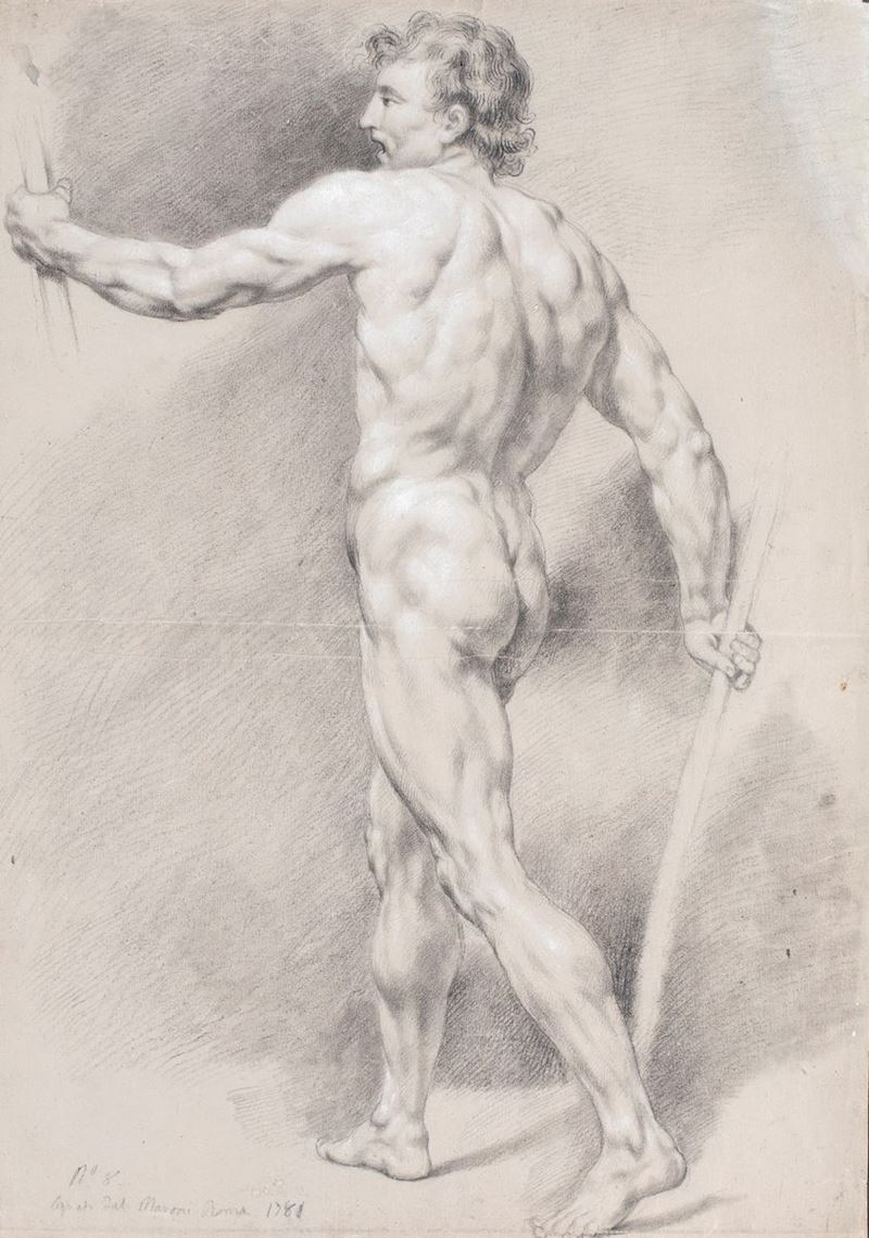 Pittore Romano del XVIII Secolo - Studio di Nudo Virile