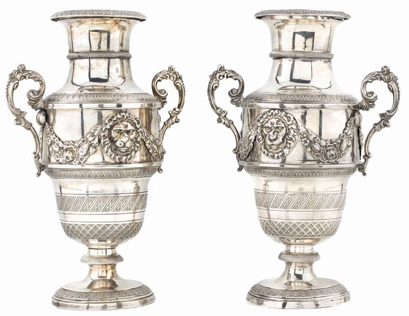 Coppia di Vasi Biansati in Argento, Torino, Metà del XIX Secolo