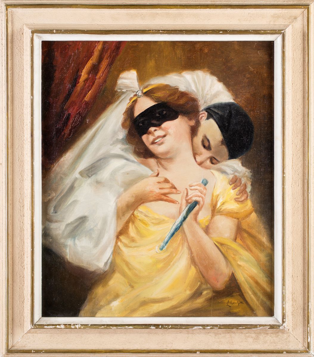 Pittore del XX Secolo - Colombina e Pulcinella
