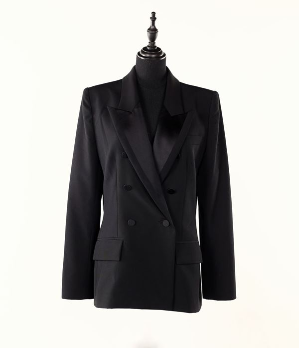 Yves Saint Laurent, giacca con rever in raso