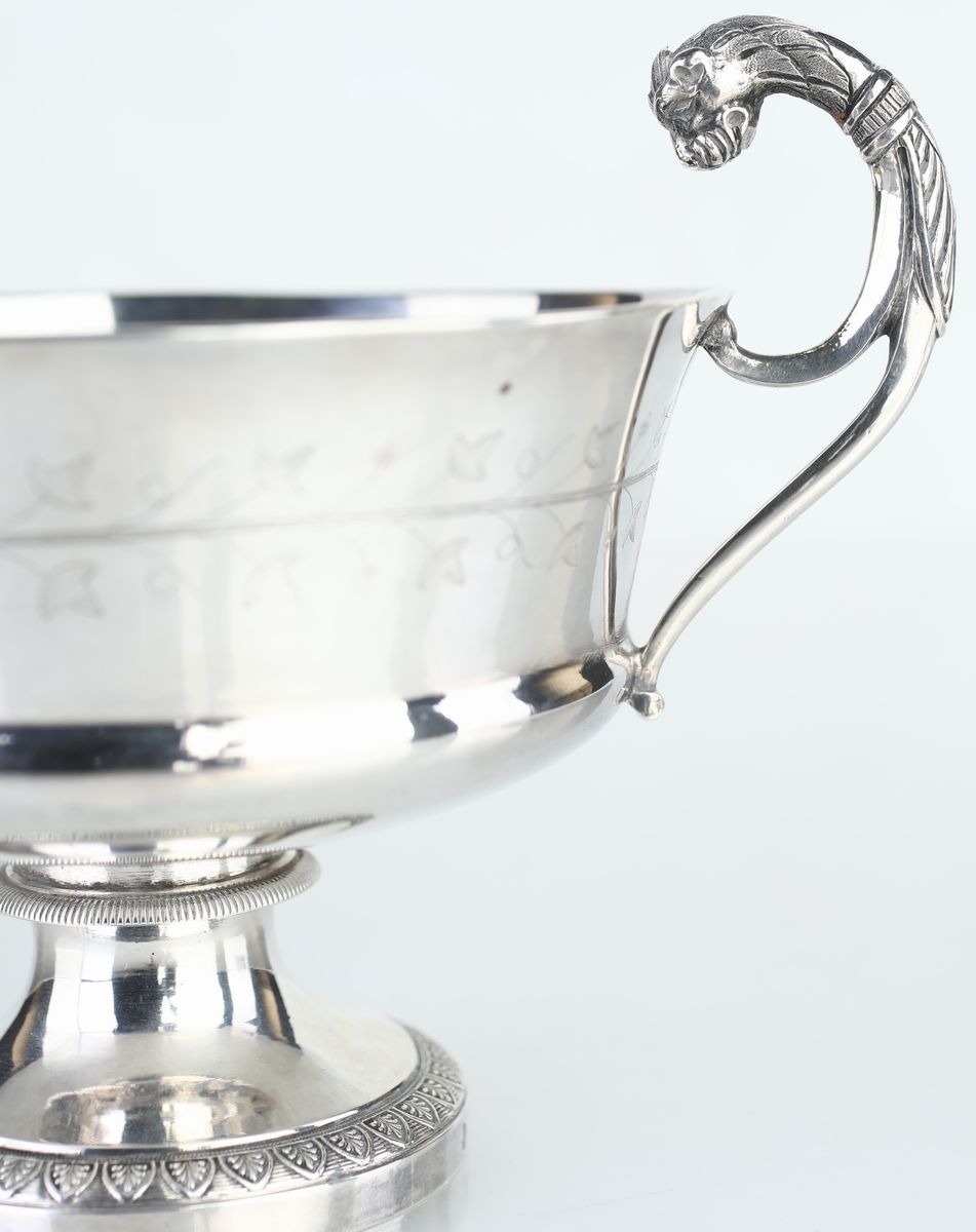 Tazza da Colazione in Argento Sterling con Piattino, Parigi 1794/97, Argentiere R.e.a.