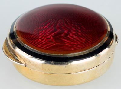 Portapillole in Argento Sterling Dorato e Smalto Rosso, Argentiere Salimbene, Firenze Anni Sessan...