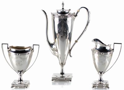 Servizio da Caffè in Argento Sterling, New York 1871 - 1876, Argentiere Gorham per Theodore B.sta...