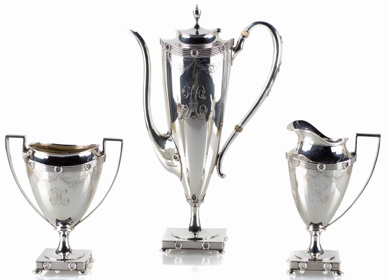 Servizio da Caffè in Argento Sterling, New York 1871 - 1876, Argentiere Gorham per Theodore B.sta...
