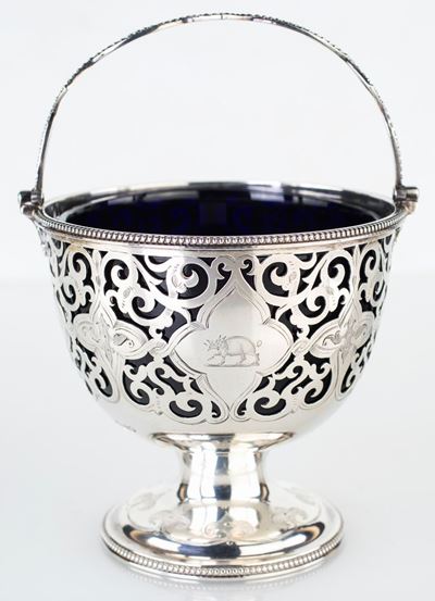 Cestino in Argento Sterling, Londra 1875, Argentiere e.C.b.