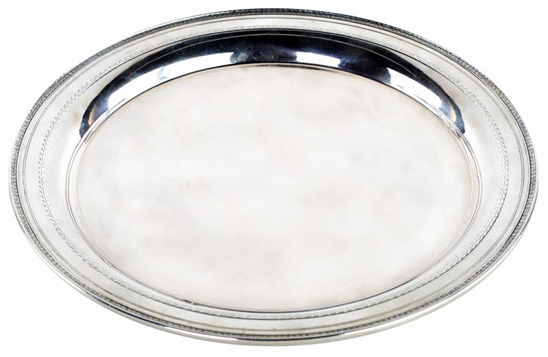 Vassoio Circolare in Argento Sterling, Edgeworth By Gorham, Stati Uniti, Inizi del XX Secolo