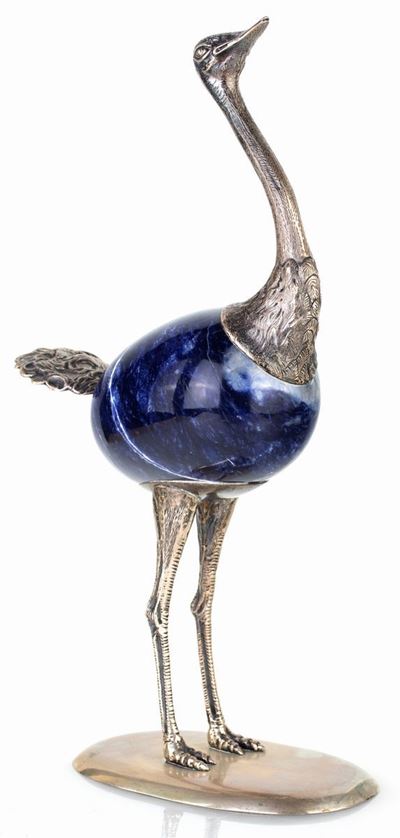 Figura di Struzzo in Argento e Lapislazuli