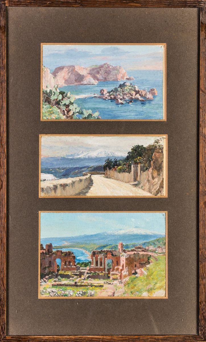Pittore del XIX/XX Secolo - Paesaggi Siciliani