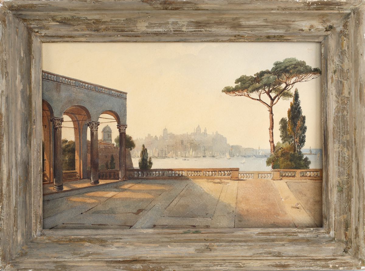 Pittore del XIX Secolo - Veduta di Genova da Palazzo Doria