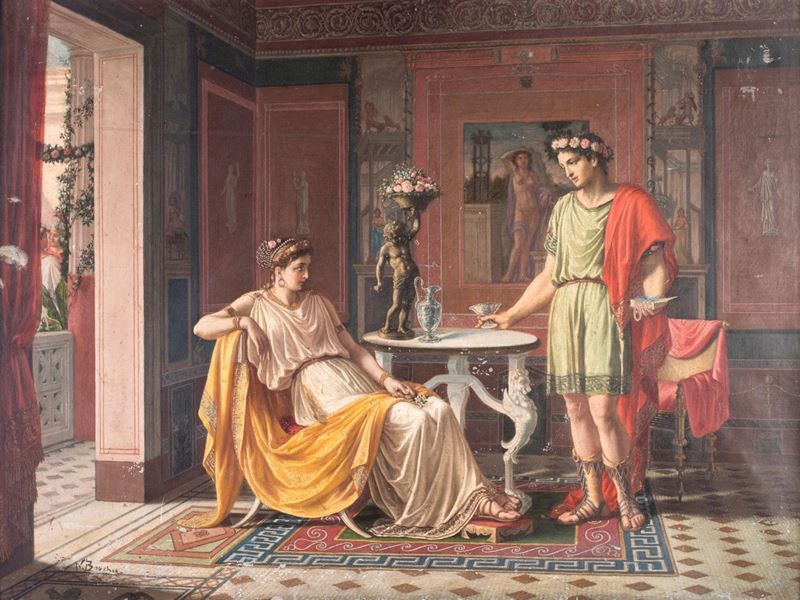 Pittore Neoclassico - Interno Pompeiano
