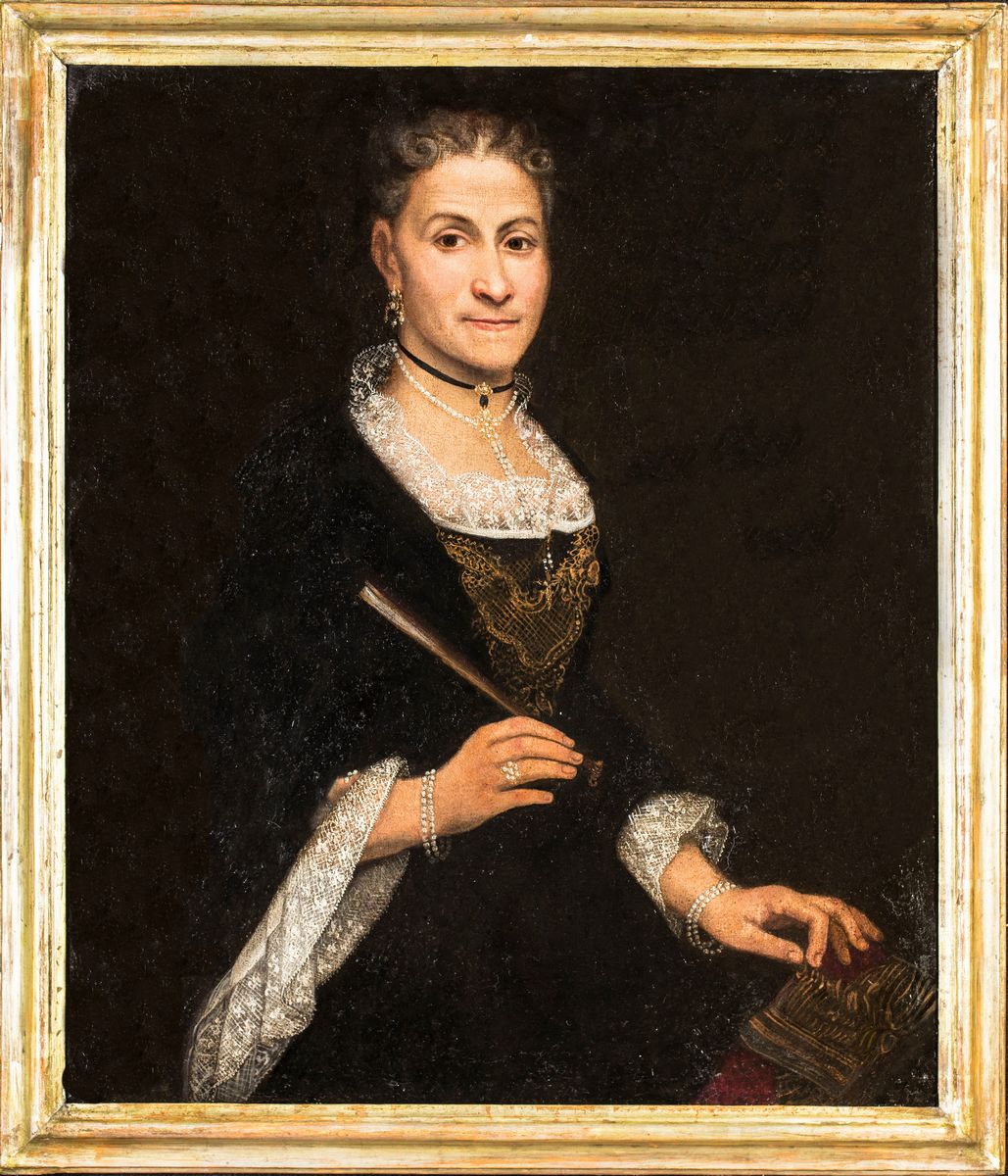 Pittore del XIX Secolo - Ritratto di Gentildonna con Gioielli