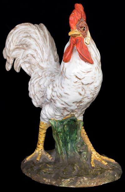 Gallo in Maiolica Policroma, Prima Metà XX Secolo