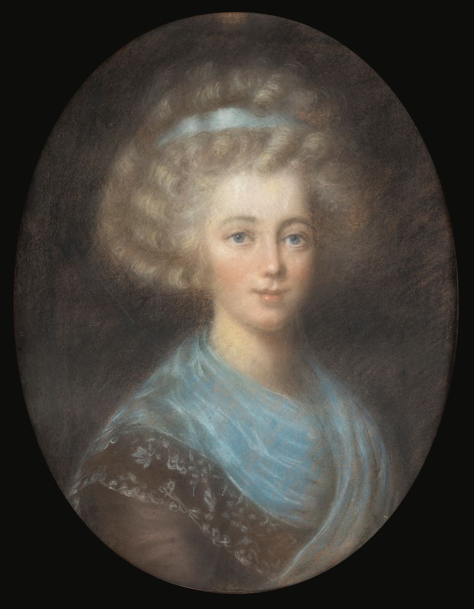 Anonimo del XVIII Secolo - A) Ritratto di Gentildonna in Abito Bianco B) Ritratto di Gentildonna ...